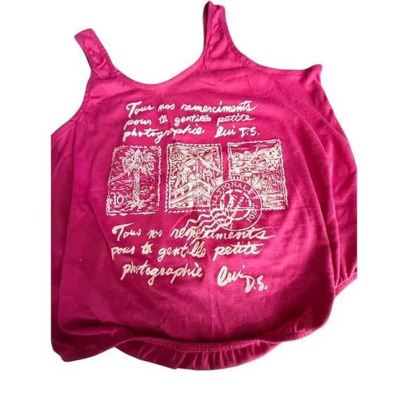 Unbranded Tops - Vintage 80s  Graphic Crop Tank  Fuchsia Pink Size M